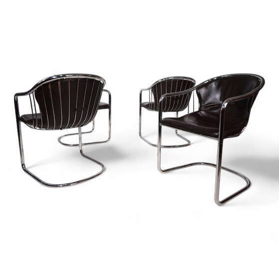 Image 1 of Set of 4 chrome dining chairs by Gastone Rinaldi for Thema, 1970