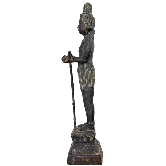 Raro Vishnu Khmer | XIII-XIV Secolo | Con Deposizione Rituale d'Oro | Qualità Museale – Sculture, Bronze (photo 5 of 10)