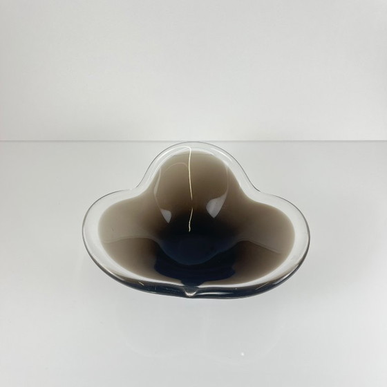 Image 1 of Free-form blown smoked glass bowl, 1970