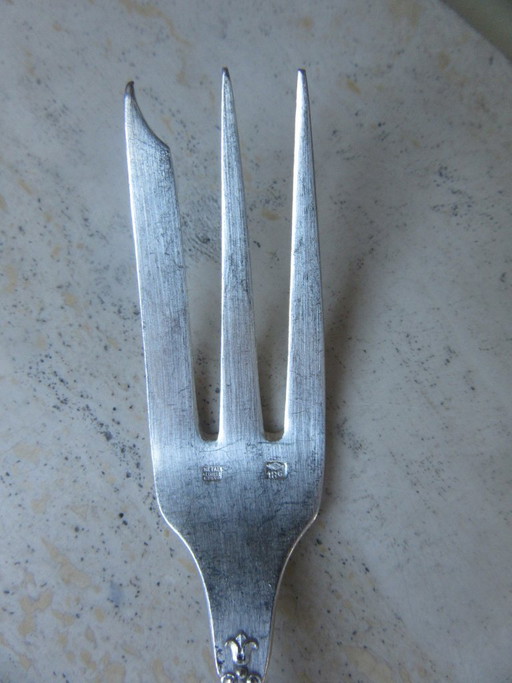 10 French Silver Plated "Metal Blanc" Small Forks Antique Art Nouveau (Ref. 080826) – tafelaccessoires (photo 2 of 14)