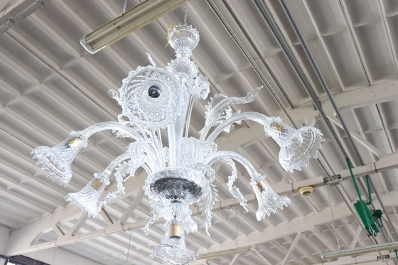 Image 1 of Transparenter Kronleuchter aus Muranoglas, 1980er Jahre