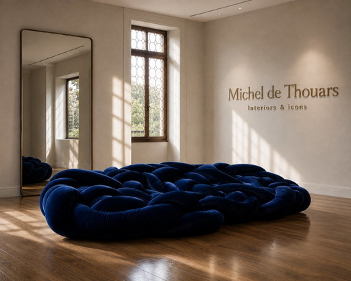 Nieuwe Edra BOA 020 In Diepblauw Velours 100M Tubelar BOA Snake – daybeds, Velvet, Textile (photo 2 of 9)
