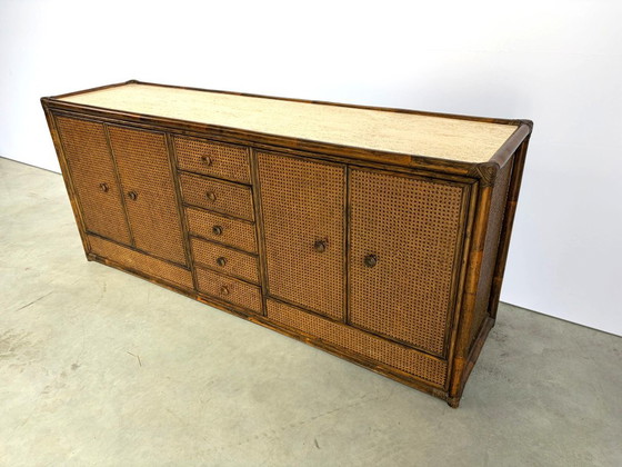 Vintage Rattan And Travertine Sideboard, 1960s – Dressoirs, Wood (photo 5 of 12)