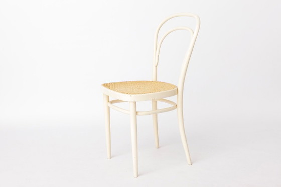 Chaise Vintage en Bois Courbé Style Thonet Modèle 214, Années 60, Hêtre & Cannage Viennois, Design (photo 6 of 12)