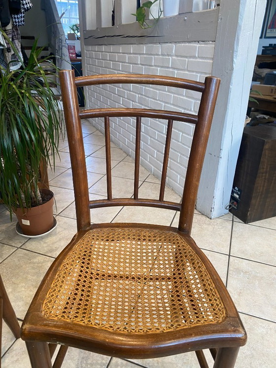 Image 1 of Coppia N1 di sedie antiche in canna e legno del 1900