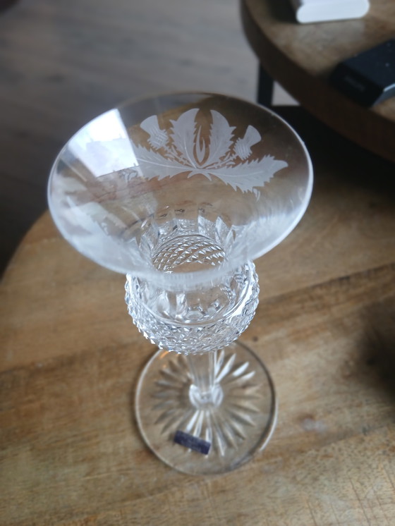 Image 1 of Zeldzame Set (2) Edinburgh Crystal "Thistle" sherry/likeurglazen– In Absolute Nieuwstaat (Met Labels!)