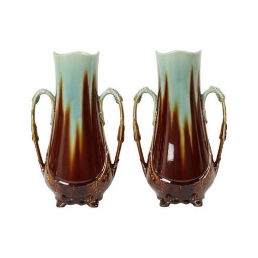 French Art Nouveau Majolica Vases