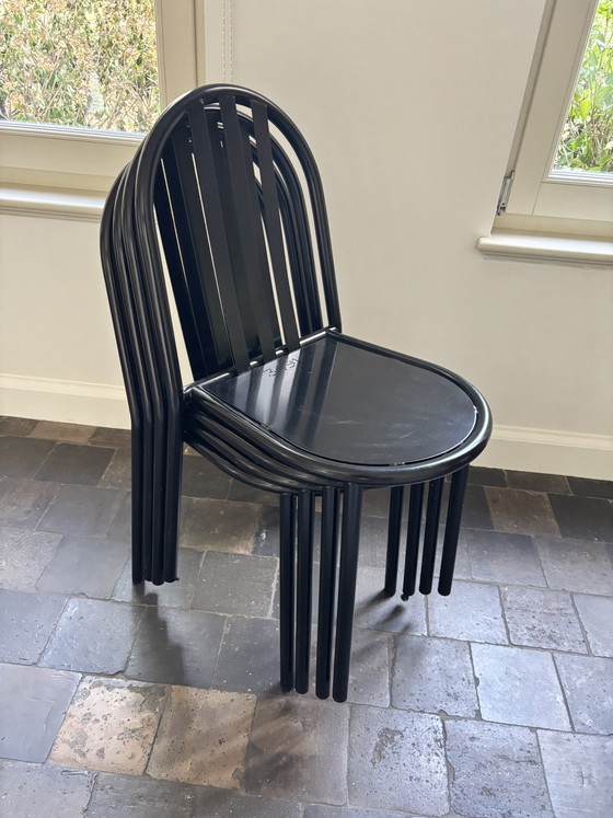 Set van 4 genummerde Robert Mallet Stevens stoelen (type 222) – Robert Mallet-Stevens, Eetkamerstoelen, Metal (photo 7 of 7)