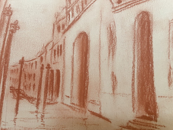 Image 1 of Gesigneerd Sanguine landschap Canal Grande Venetië