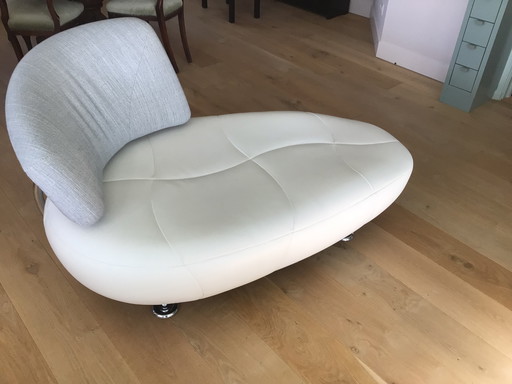Leolux Kikko chaise longue, leather/fabric