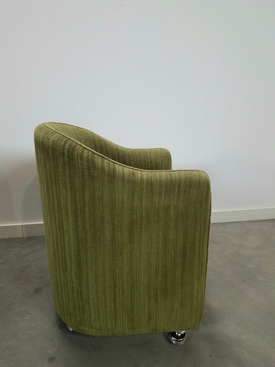 Image 1 of Set groene cocktail stoelen met chromen wielen