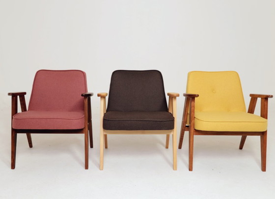 Image 1 of Lounge Chair Retro Style Cacao Wool Upholstery Natural beech wood