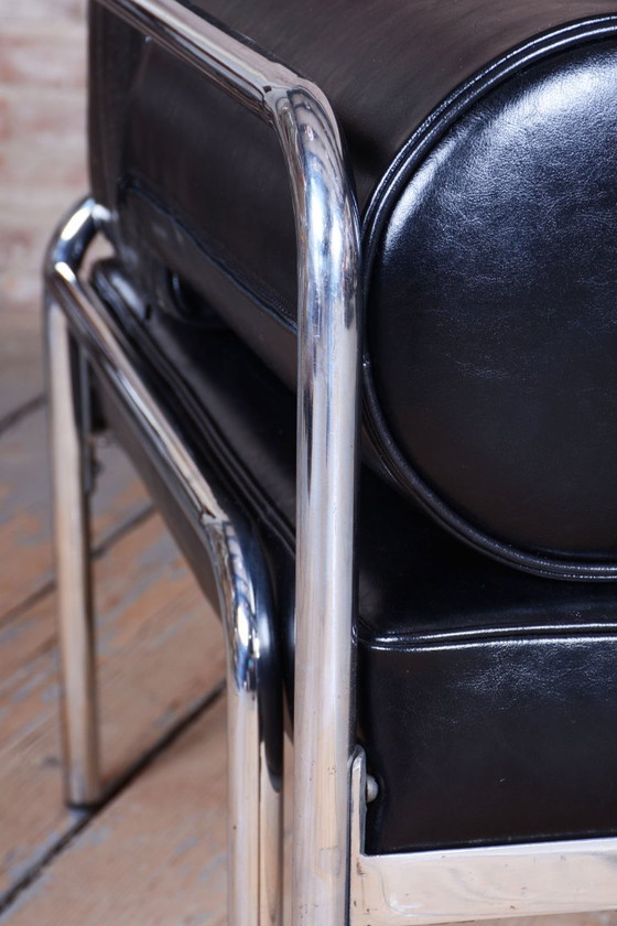 Divano Bauhaus restaurato, acciaio cromato, pelle di alta qualità, ceco, anni '30 – Divani, Leather, Metal (photo 12 of 13)
