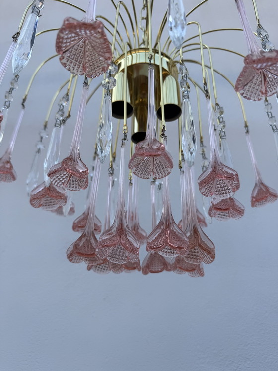 Lámpara de araña con forma de rosa de cristal de Murano, década de 1980. – Lámparas de araña, Murano Glass (photo 4 of 13)