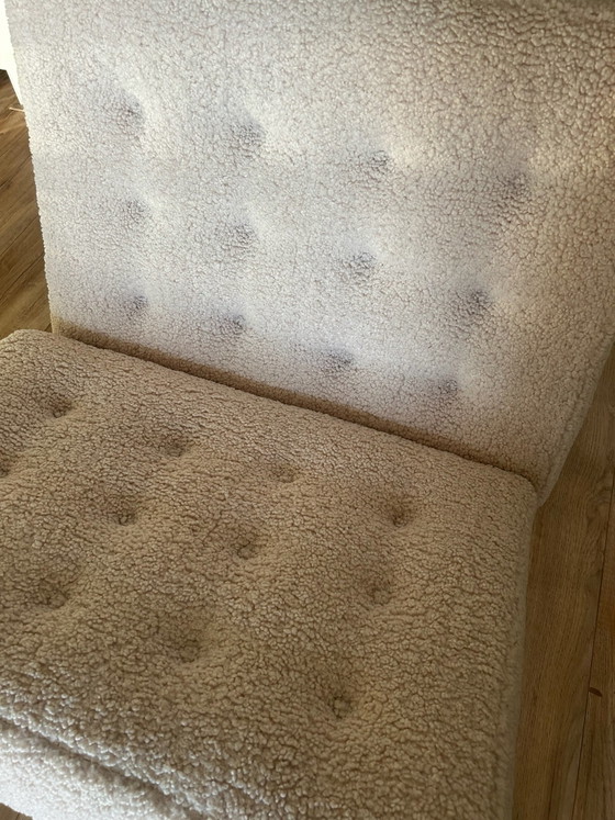 Unique Barcelona-style armchair, custom teddy bouclé ✨, rvs, Creme (photo 3 of 8)