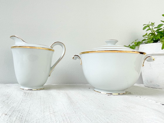 Image 1 of Set da tè/caffè in porcellana vintage Bernardaud &amp; Cie Limoges Francia oro bianco