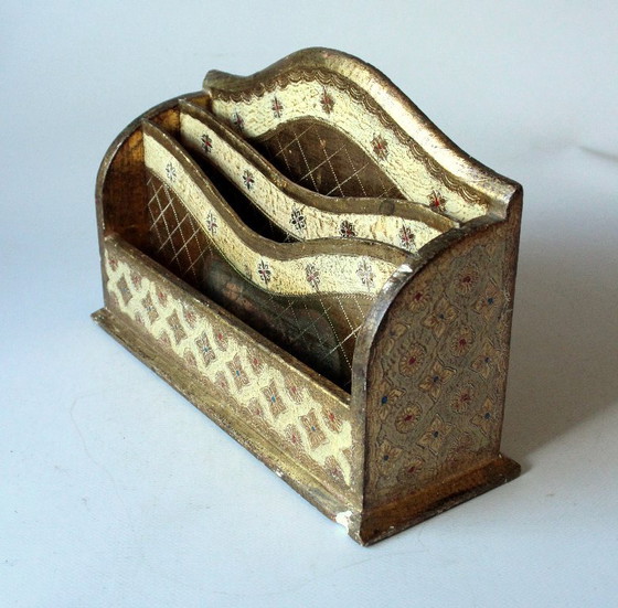 Raro portacarte fiorentino in legno degli anni '50, Accessori da tavola, Multicolore, 1950 (foto 2 di 10)