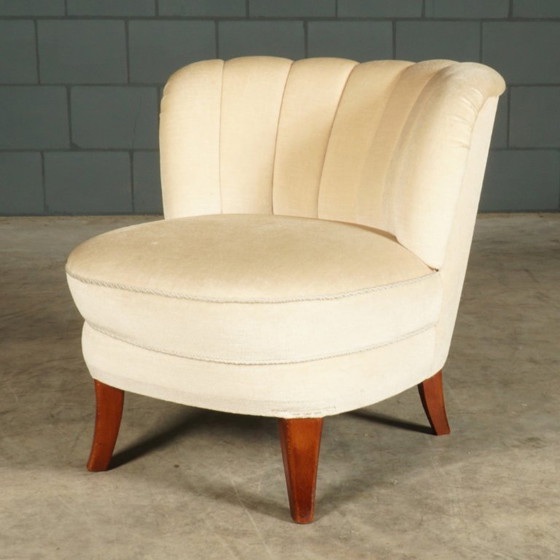 Image 1 of Vintage cocktailfauteuils – wit velours – jaren 60