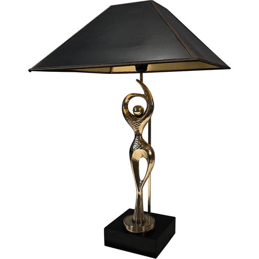 Vintage brass lamp representing a stylized dancer, 1970