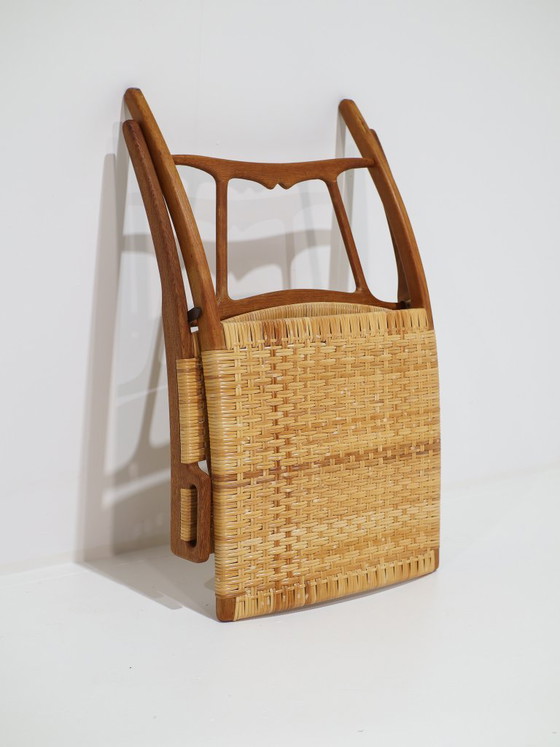 JH512 Folding Chair Hans J. Wegner oak rattan Johannes Hansen – Hans Wegner, Armchairs, Wood, Vintage (photo 6 of 19)