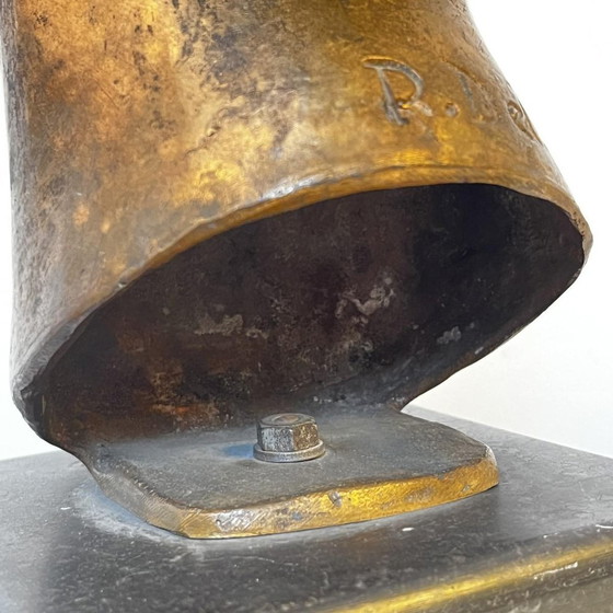 Robert Delnest, Woman's Bust, 1961, Bronze – Sculpture, Marble, Art Deco (photo 11 of 17)