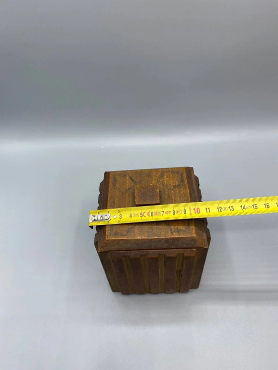 Vintage, uitgesneden houten kubusdoos – handgemaakt decoratief object uit de jaren 70 – Decoratieve objecten (photo 5 of 5)