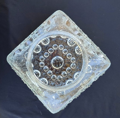 Heavy square pressed glass ceiling light with bubble structure, in the style of Helena Tynell – plafondlampen (photo 2 of 12)