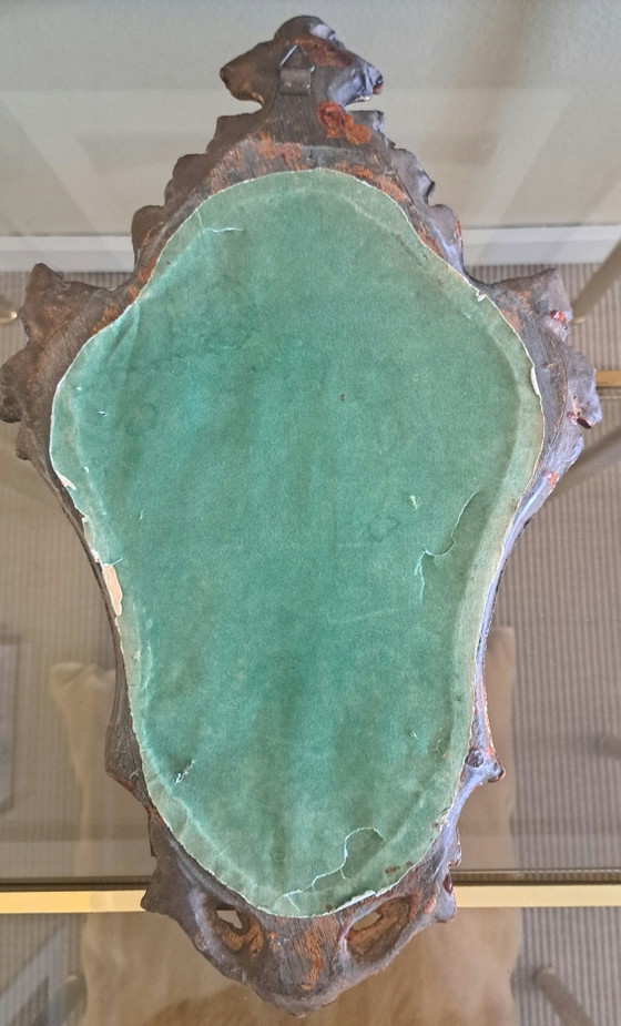 Image 1 of Espejo de pared antiguo de madera con pátina dorada