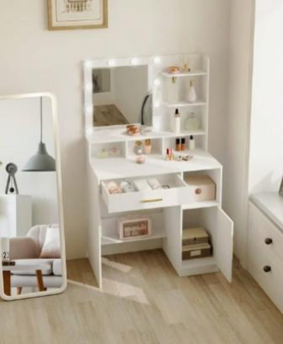 Image 1 of Makeup Vanity Desk With Mirror & Light