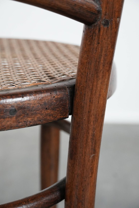 Image 1 of 2 x Wooden vintage bistro chair Jacob & Josef Kohn Wien with a wicker seat