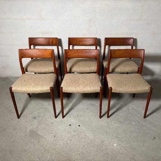 6x Model 77 Dining Room Chairs Niels O. Møller Vintage Danish