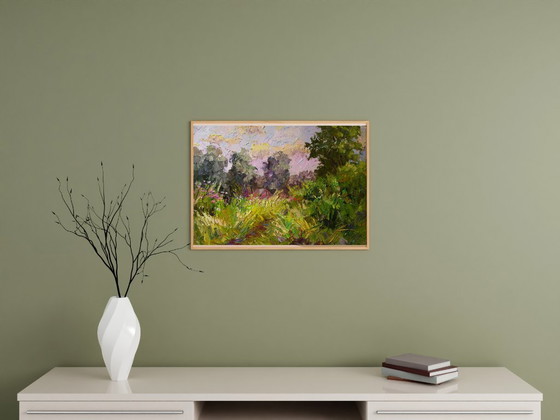 Original Ölgemälde Naturlandschaft Sommerwiese Weg im Gras – Gemälde & Zeichnungen, Canvas (photo 3 of 8)