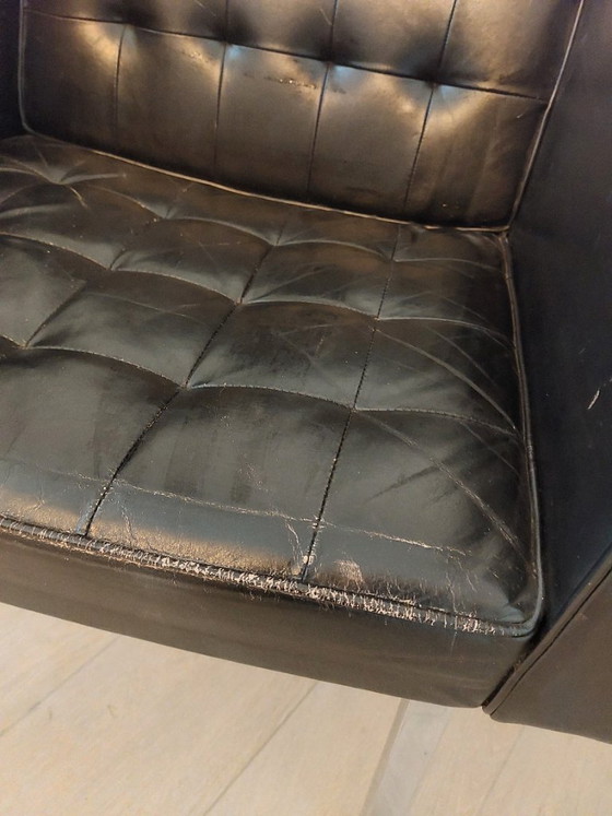 Image 1 of 2 armchairs Vincent Cafiero, Leather, Knoll International, 50s