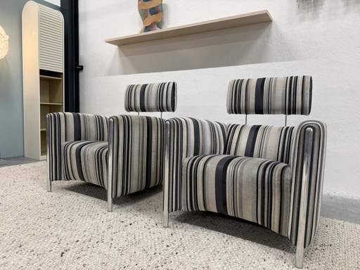 2 Leolux Goncharov Sessel mit Streifenstoff – fauteuils, Other (photo 2 of 9)