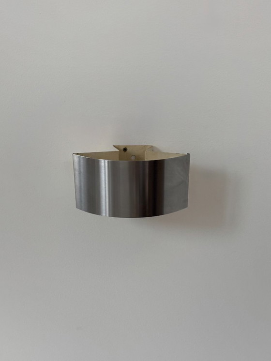 Image 1 of Lampada da parete vintage, metallo spazzolato curvato, Francia, 1960