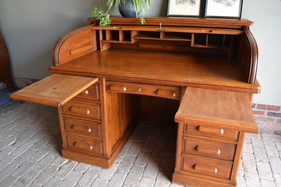 Image 1 of Antiker Art-Deco-Schreibtisch, Sekretär aus Eiche.