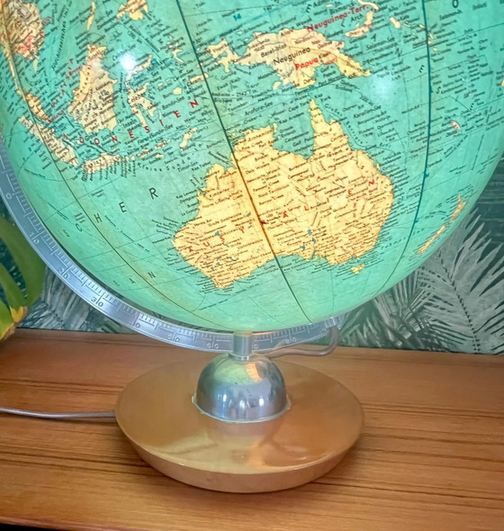 Globe lumineux JRO vintage – Globe en verre années 50/60 – Base en teck – Mid Century – Globe terrestre (photo 7 of 8)