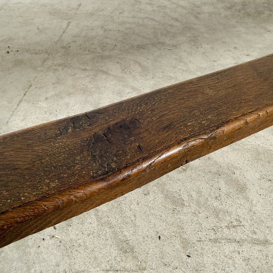Dos bancos de madera, marrones, Marrón, Vintage (foto 9 de 14)