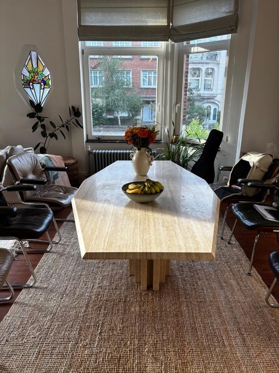 Vintage travertijnen tafel 200x100 cm – Eettafels, Stone, Travertin (photo 2 of 5)