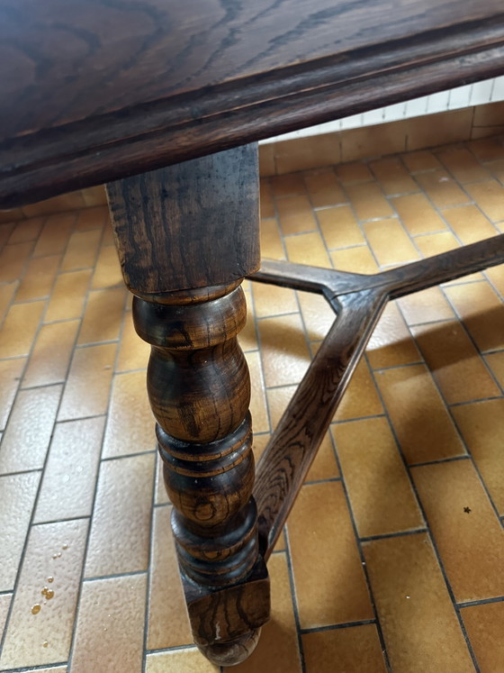 Image 1 of Rustic oak extendable table, early 20th century