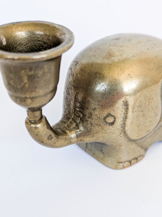 Vintage Haku messing olifant kaarsenhouder beeldje, midden van de 20e eeuw – Kandelaars en kaarsen, Brass (photo 7 of 13)