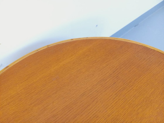 Image 1 of Vintage 1960s round coffee table in rattan and wood