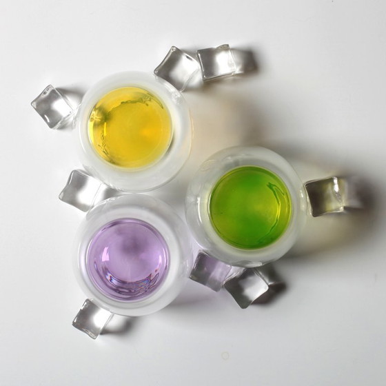 Set di 3 bicchieri da succo Amita vintage colorati / Grecia / anni 2000 – Amita Juice, Bicchieri e caraffe (photo 4 of 5)