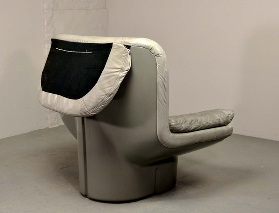 Image 1 of Llamativo sillón de cuero gris de diseño italiano diseñado por Ammanati & Vitello, Italia, década de 1970