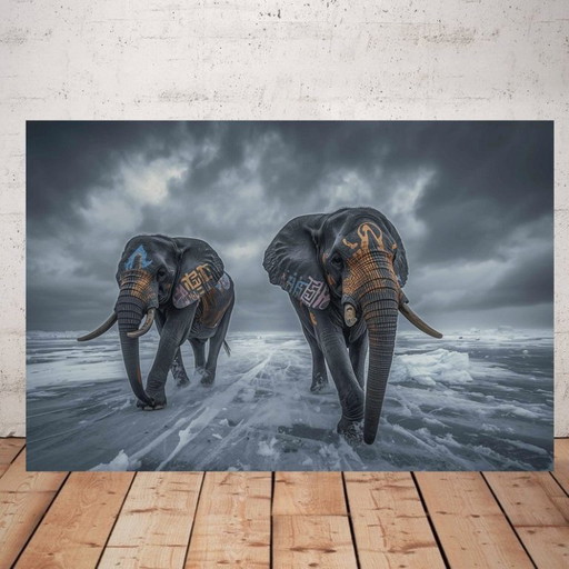 Foto stampata su plexiglass / Edizione limitata / Street art / Pop art / Decorazione originale / Elefante tatuato
