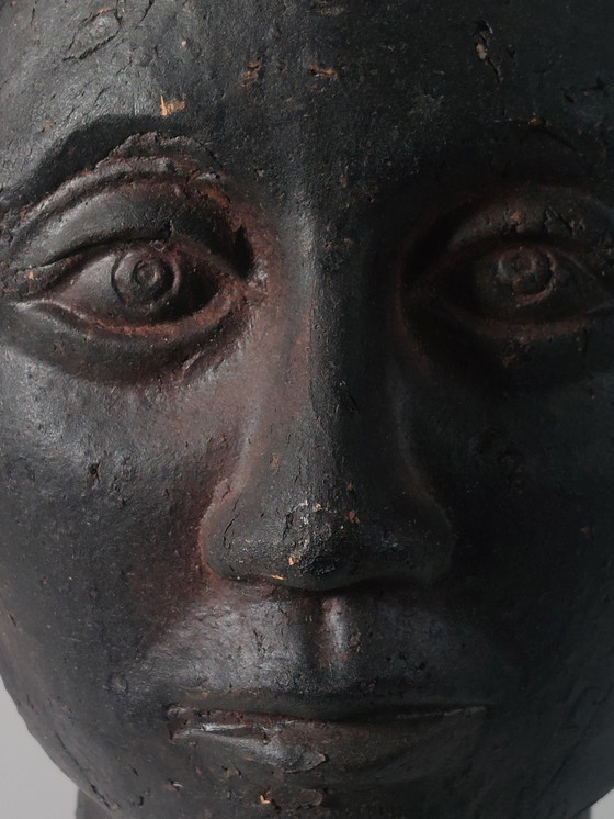 Image 1 of Busto de cabeza de cerámica antiguo, gabinete de curiosidades