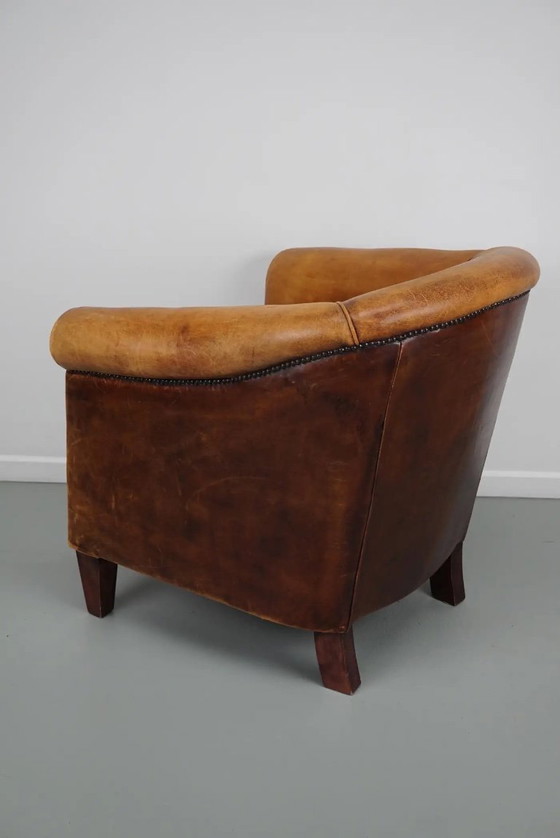 Image 1 of Vintage Nederlandse cognackleurige leren clubfauteuil