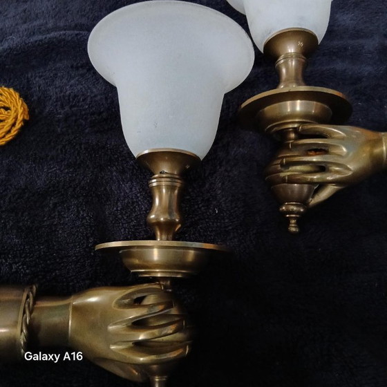 Image 1 of Espléndidos apliques de pared grandes con manecillas de bronce macizo