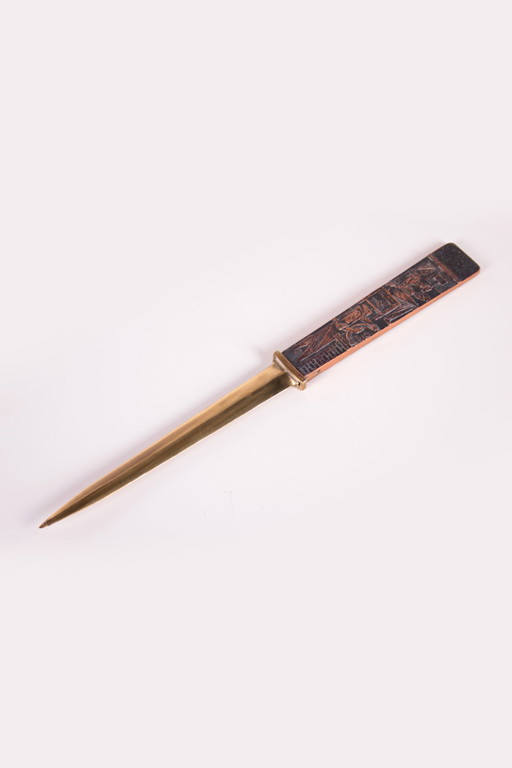 Oude Vintage Brievenopener met bewerkte handgreep,Denemarken