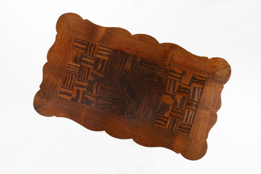 Antique Louis XV Style Folding Table with Carvings and Marquetry, 1900s